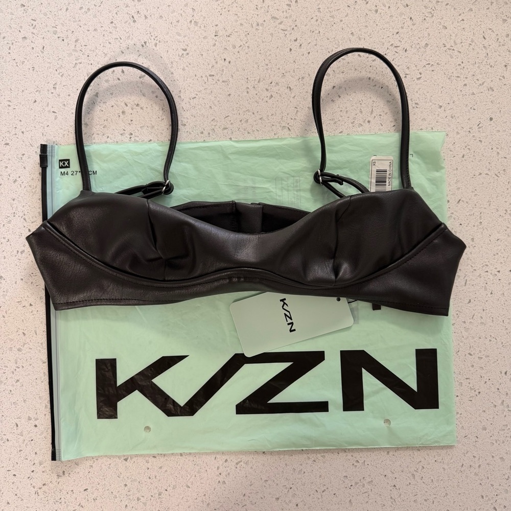 Black Faux Leather Crop Top